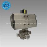 Valvola a sfera a tre vie con attuatore pneumatico Tri-clamp