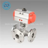 Valvola a sfera in acciaio inossidabile a tre vie azionata pneumatica